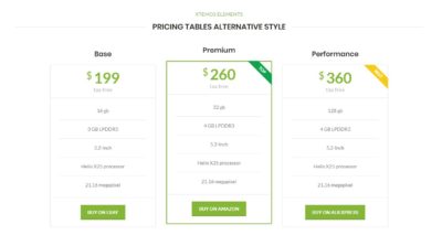 Pricing tables alternative style