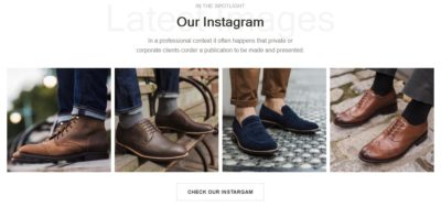 Instagram grid with title + button